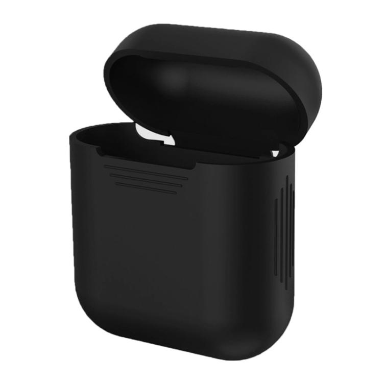 Portable Wireless Bluetooth Earphone Silicone Protective Box Anti-lost Dropproof Storage Bag for Apple AirPods 1/2(Earphone is not Included)(Black)