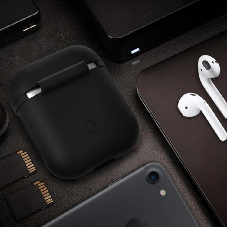 Portable Wireless Bluetooth Earphone Silicone Protective Box Anti-lost Dropproof Storage Bag for Apple AirPods 1/2(Earphone is not Included)(Black) - Image 6